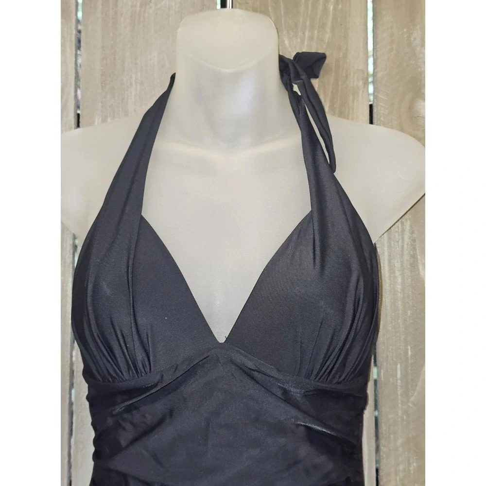NWT Cupshe Womens‎ One Piece Swimsuit Size S Black  Ruched
